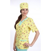 Колпак медицинский №75 белый, с принтом