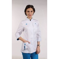 Жакет женский №64 (белый с синей отделкой)